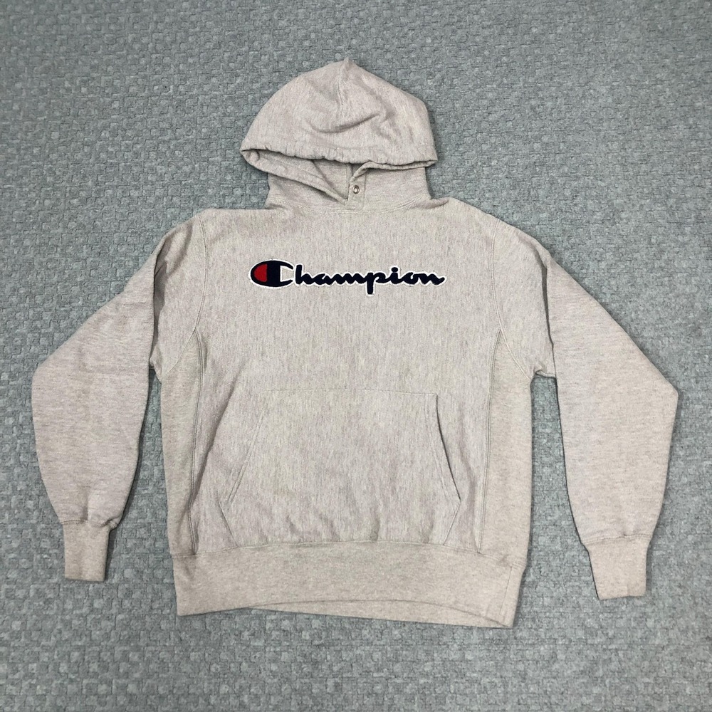 Champion Hoodie Mens Medium Gray Reverse Weave Pullover Fleece Kangaroo Pocket